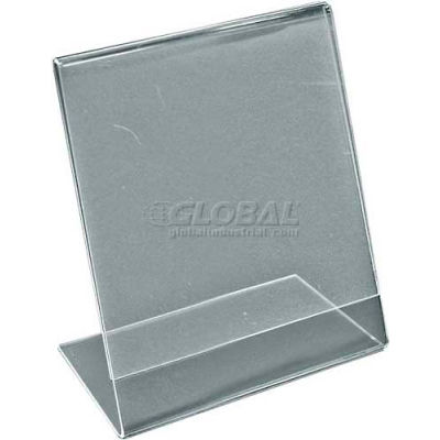 Azar Displays 112722 Vertical Slanted L-Shaped Acrylic Sign Holder, 5" x 7"