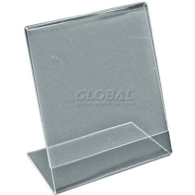 Azar Displays 112726 Vertical Slanted L-Shaped Acrylic Sign Holder, 4" x 6"