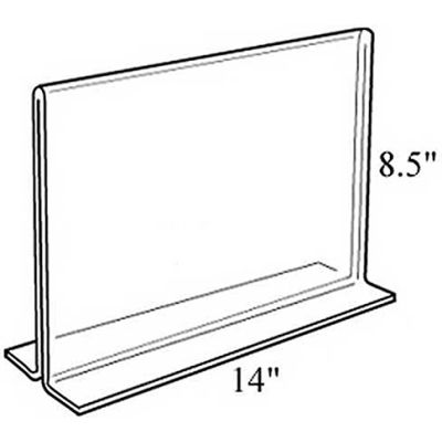 Azar Displays 152707 Horizontal Double Sided Stand Up Sign Holder, 14" x 8.5", Acrylic