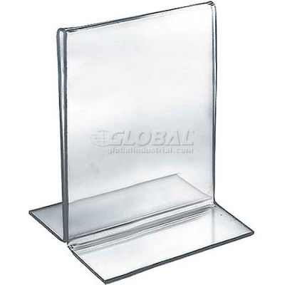 Azar Displays 152724 Vertical Double Sided Stand Up Sign Holder, 5" x 6", Acrylic