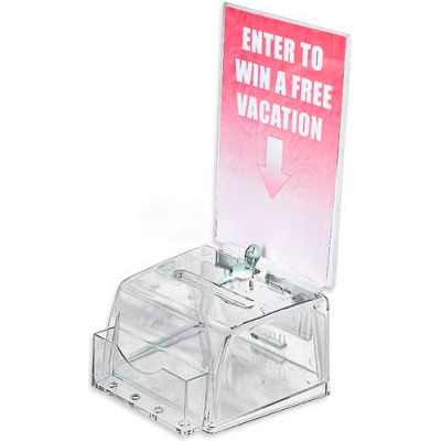 Azar Displays 206008 Small Molded Suggestion Box W/ Pocket, 5.5" x 3.5", Acrylic ,1 Piece