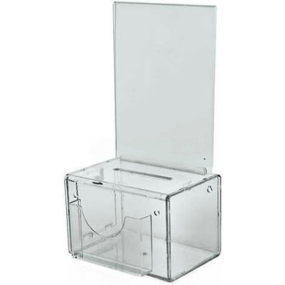 Azar Displays 206388 Small Suggestion Box W/ Pocket, Lock & Keys, Clear, 5.5" x 3.5" ,1 Piece