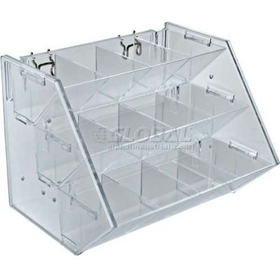 Azar Displays 223012 12-Compartment Tray For Pegboard/Slatwall Tray, 11.25" x 9", Acrylic ,1 Piece