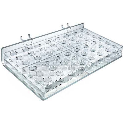 Azar Displays 225533 48-Slot Mascara & Cosmetic Tray, Pgbrd/Slatwall, 12" x 2", Acrylic