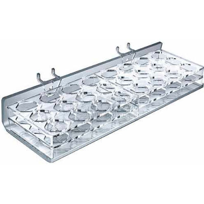 Azar Displays 225536 24-Slot Mascara & Cosmetic Tray, Pgbrd/Slatwall, 12" x 2", Acrylic