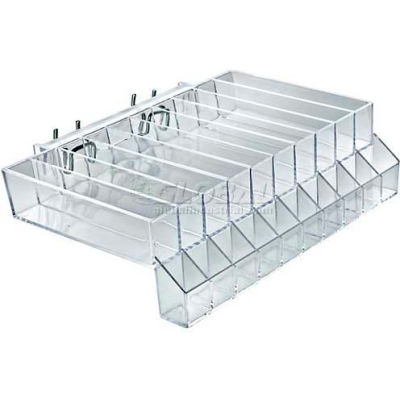 Azar Displays 225555 10-Section Lipstick Tray W/ Tester, Pgbrd/Slat-W 11" x 3", Acrylic