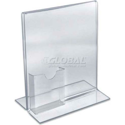 Azar Displays 252045 Vertical Stand Up Sign Holder W/ Brochure Holder, 8.5" x 11"