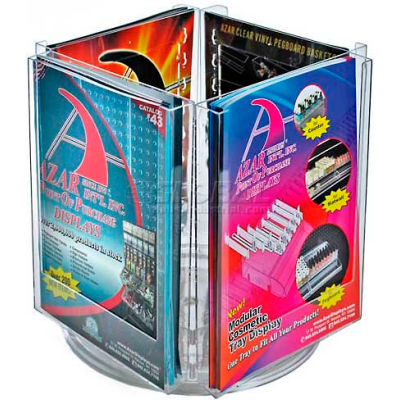 Azar Displays 252321 4-Pocket Letter Size Brochure Holder On Revolving Base, 9" Base
