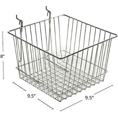 Azar Displays 300622 Chrome Wire Basket, 8" High, Metal
