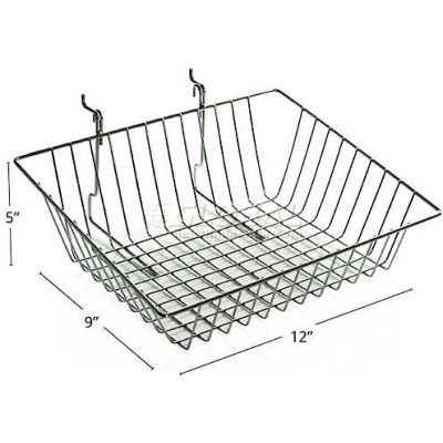 Azar Displays 300624 Sloped Chrome Wire Basket, 9" High, Metal