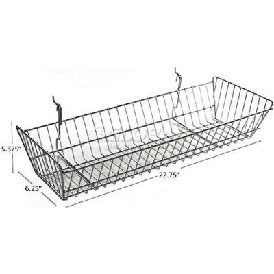 Azar Displays 300626 Slanted Chrome Wire Bskt,Pegboard/Slatwall, 24.25" x 10", Metal