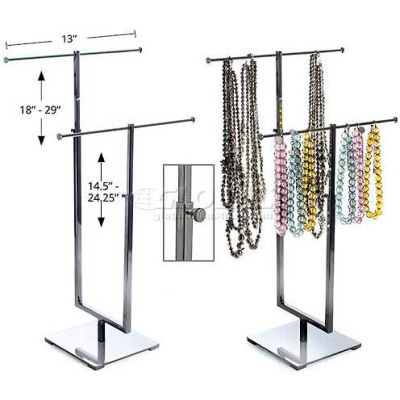 Azar Displays 300652 Adjustable Double T-Bar Necklace Display, 13" x 29", Metal ,1 Piece