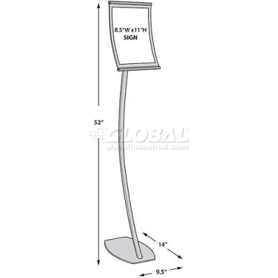 Azar Displays 300886 Curved Floor Sign Holder, 8.5" x 11", Metal ,1 Piece