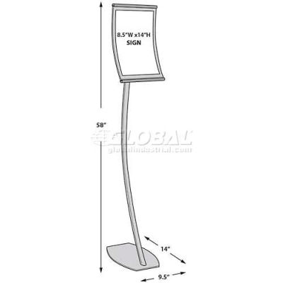 Azar Displays 300887 Curved Floor Sign Holder, 8.5" x 14", Metal ,1 Piece