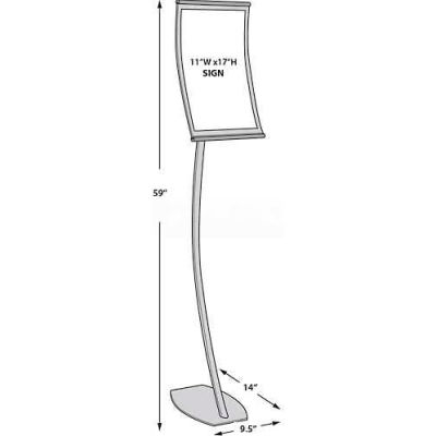 Azar Displays 300888 Curved Floor Sign Holder, 11" x 17", Metal ,1 Piece