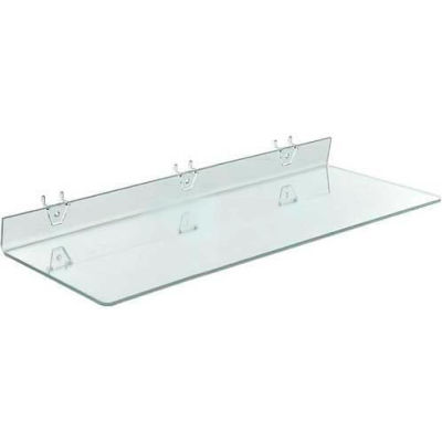 Azar Displays 556008 Acrylic Shelf For Pegboard/Slatwall, 24" x 2", Clear