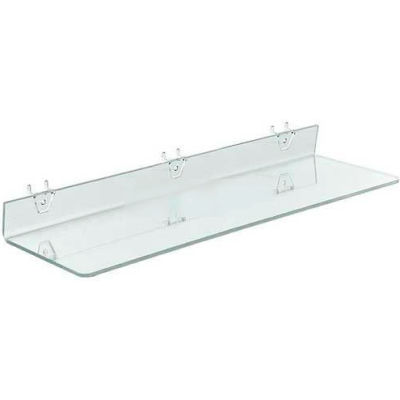 Azar Displays 556009 Acrylic Shelf For Pegboard/Slatwall, 24" x 2", Clear