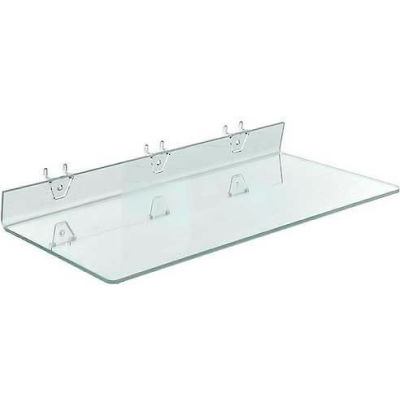 Azar Displays 556011 Acrylic Shelf For Pegboard/Slatwall, 20" x 2", Clear