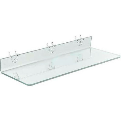 Azar Displays 556012 Acrylic Shelf For Pegboard/Slatwall, 20" x 2", Clear