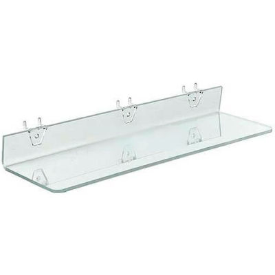 Azar Displays 556013 Acrylic Shelf For Pegboard/Slatwall, 20" x 2", Clear