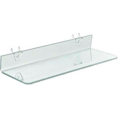 Azar Displays 556016 Acrylic Shelf For Pegboard/Slatwall, 16" x 2", Clear