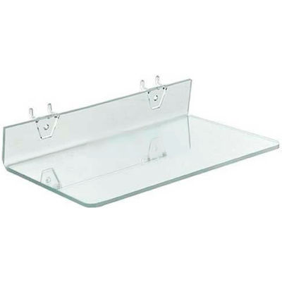 Azar Displays 556099 Acrylic Shelf For Pegboard/Slatwall, 13.5" x 2", Clear