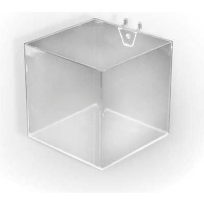 Azar Displays 556107 5" Wide Cube Bin For Pegboard/Slatwall, Acrylic, Clear