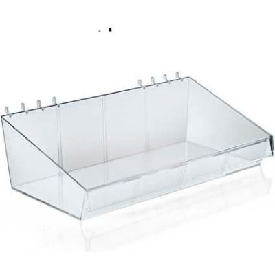 Azar Displays 556115 Large Acrylic Divider Bin For Pegboard/Slatwall, 13" x 4", Clear
