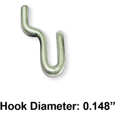 Azar Displays 700022, J Hook For Slatwall & Pegboard, 0.5"W x 1.25"L, Metal