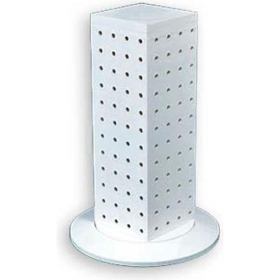 Azar Displays 700220-WHT 12" Pegboard Revolving Countertop Display, 4-Sided, White ,1 Piece