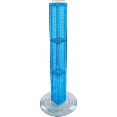 Azar Displays 700223-BLU 36" Pegboard Revolving Floor Display, 4-Sided, Blue Translucent ,1 Piece