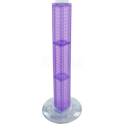 Azar Displays 700223-PUR 36" Pegboard Revolving Floor Display, 4-Sided, Purple Translucent ,1 Piece