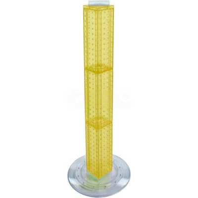 Azar Displays 700223-YEL 36" Pegboard Revolving Floor Display, 4-Sided, Yellow Translucent ,1 Piece