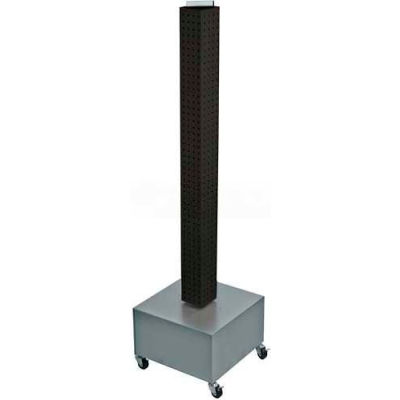 Azar Displays 700224-BLK 48" Pegboard Rolling Floor Display, 4-Sided, Black Solid ,1 Piece