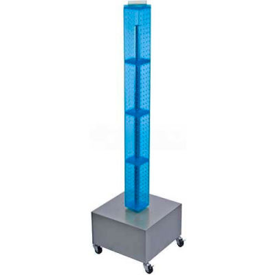 Azar Displays 700224-BLU 48" Pegboard Rolling Floor Display, 4-Sided, Blue Translucent ,1 Piece