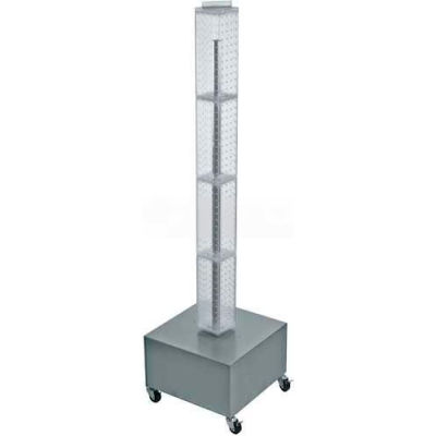 Azar Displays 700224-CLR 48" Pegboard Rolling Floor Display, 4-Sided, Clear Translucent ,1 Piece