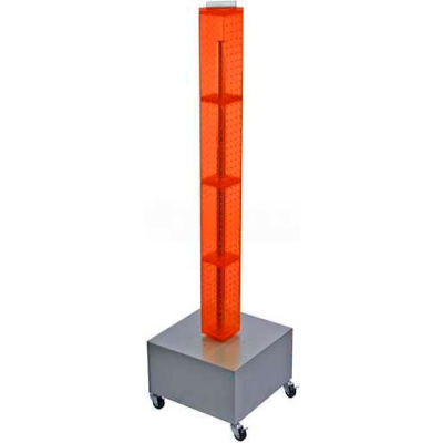 Azar Displays 700224-ORG 48" Pegboard Rolling Floor Display, 4-Sided, Orange Translucent ,1 Piece