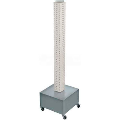 Azar Displays 700224-WHT 48" Pegboard Rolling Floor Display, 4-Sided, White Solid ,1 Piece