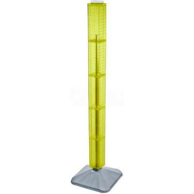 Azar Displays 700225-YEL 48" Pegboard Revolving Floor Display, 4-Sided, Yellow Translucent ,1 Piece