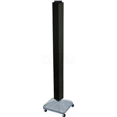 Azar Displays 700226-BLK 60" Pegboard Rolling Floor Display, 4-Sided, Black Solid ,1 Piece