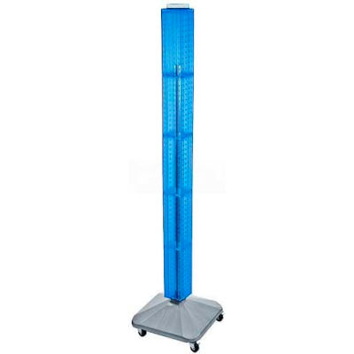 Azar Displays 700226-BLU 60" Pegboard Rolling Floor Display, 4-Sided, Blue Translucent ,1 Piece