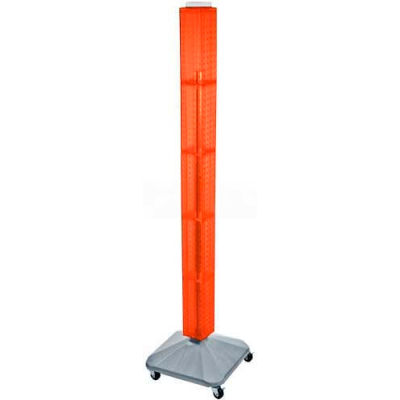 Azar Displays 700226-ORG 60" Pegboard Rolling Floor Display, 4-Sided, Orange Translucent ,1 Piece