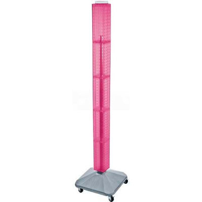 Azar Displays 700226-PNK 60" Pegboard Rolling Floor Display, 4-Sided, Pink Translucent ,1 Piece