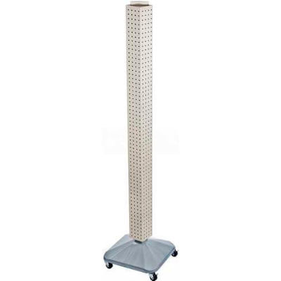 Azar Displays 700226-WHT 60" Pegboard Rolling Floor Display, 4-Sided, White Solid ,1 Piece
