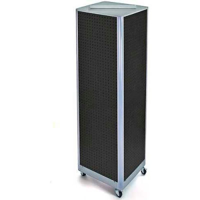 Azar Displays 700406-BLK Four-Sided Spinning Pegboard Floor Display W/ Wheels, 16" x 60", Black