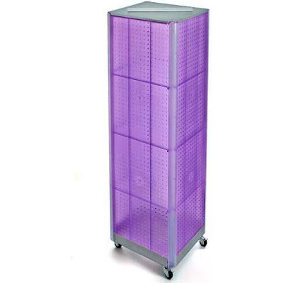 Azar Displays 700406-PUR Four-Sided Spinning Pegboard Floor Display W/ Wheels, 16" x 60", Purple