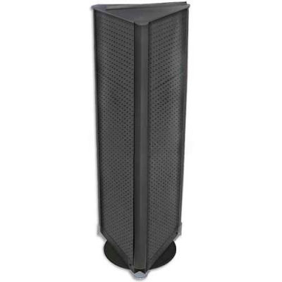Azar Displays 700450-BLK Three-Sided Spinning Pegboard Floor Display, 16" x 60", Black Solid