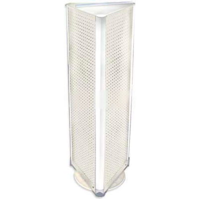 Azar Displays 700450-WHT Three-Sided Spinning Pegboard Floor Display, 16" x 60", White Solid