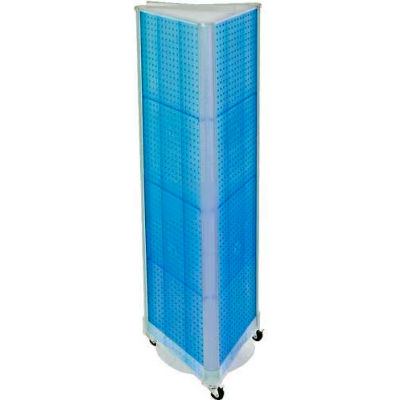 Azar Displays 700451-BLU Three-Sided Spinning Pegboard W/ Wheels, 16" x 60", Blue Opaque ,1 Piece