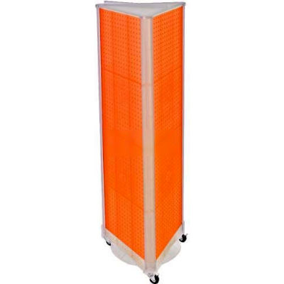 Azar Displays 700451-ORG Three-Sided Spinning Pegboard W/ Wheels, 16" x 60", Orange Opaque ,1 Piece